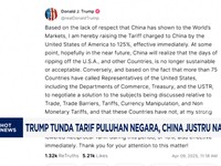 Video: Trump Tunda Tarif Puluhan Negara-China Larang Kerja Gila-Gilaan