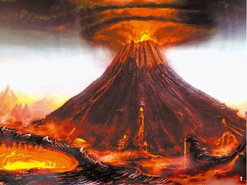 Ilustrasi letusan Gunung Tambora, Nusa Tenggara Barat. (Dok. Listverse via Detikcom)
