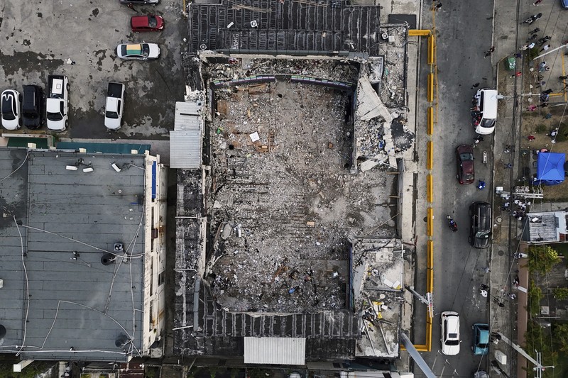 Dominican Republic Roof Collapse An aerial view of the Jet Set nightclub days after its roof collapsed, killing more than 200 people, in Santo Domingo, Dominican Republic, Friday, April 11, 2025. (AP Photo/Matias Delacroix)