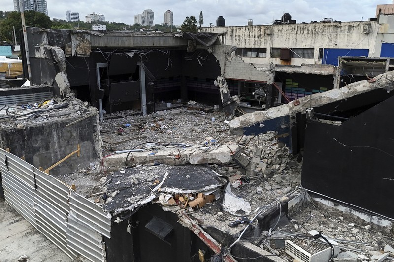 Dominican Republic Roof Collapse An aerial view of the Jet Set nightclub days after its roof collapsed, killing more than 200 people, in Santo Domingo, Dominican Republic, Friday, April 11, 2025. (AP Photo/Matias Delacroix)