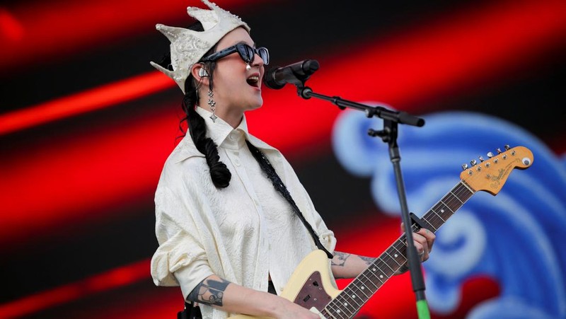 Billie Joe Armstrong of Green Day performs during the first weekend of the Coachella Valley Music and Arts Festival at the Empire Polo Club on Saturday, April 12, 2025, in Indio, Calif. (Photo by Amy Harris/Invision/AP)