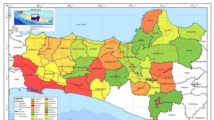 Peta Jawa Tengah. (Dok. Kemendagri)