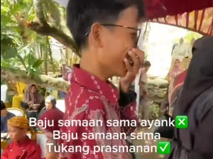 Viral Bikin Ngakak, Pria Kondangan Pakai Baju Sama dengan Petugas Katering