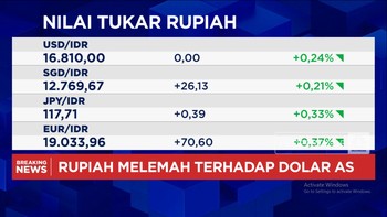 Video: Nilai Tukar Rupiah Melemah ke Rp16.800-an per Dolar AS