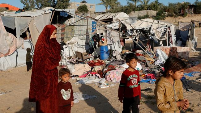 Potret Terbaru Gaza Dibombardir Israel, Tenda Rata dengan Tanah