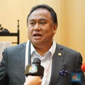 Anggota Komisi VI DPR Fraksi Partai NasDem, Rachmat Gobel menyampaikan paparan saat di World Expo 2025 Osaka, Jepang, Rabu (16/4/2025). (CNBC Indonesia/Angga Yosua)