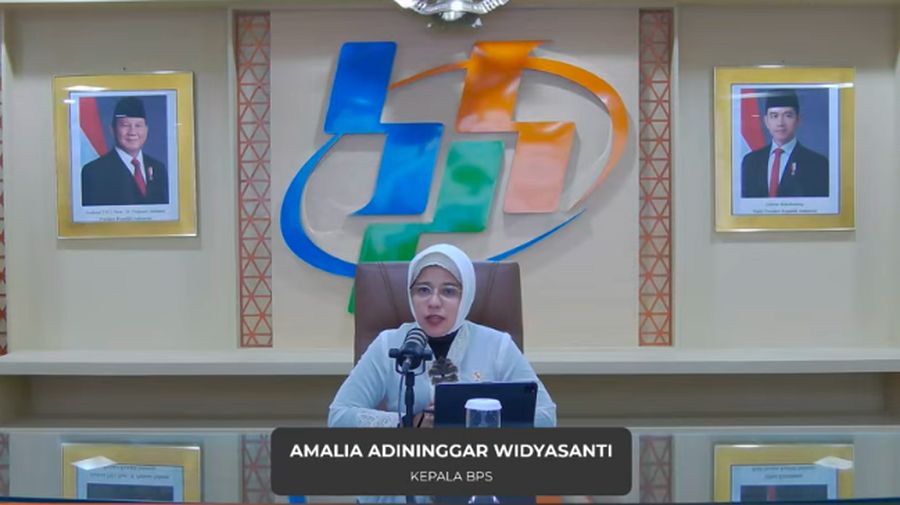 Kepala BPS, Amalia A. Widyasanti dalam Rilis BPS Senin (21/4/2025). (Tangkapan Layar Youtube BPS Statistic)