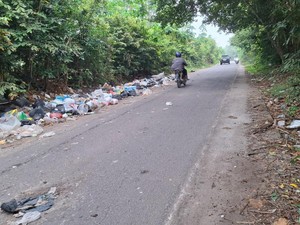 Warga Ogan Ilir Keluhkan Tumpukan Sampah di Jalan Penghubung Kecamatan