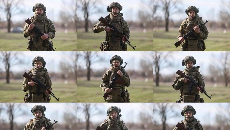 A combination picture shows young recruits of the 72nd Chorni Zaporozhtsi Separate Mechanized Brigade of the Ukrainian Armed Forces poses for a picture, amid Russia's attack on Ukraine, in Kyiv region, Ukraine April 5, 2025. Ukraine's Defence Ministry launched a recruitment drive for young people, 18- to 24-year-olds, to serve in the military for a year for the equivalent of about $24,000 and hefty bonuses. REUTERS/Gleb Garanich