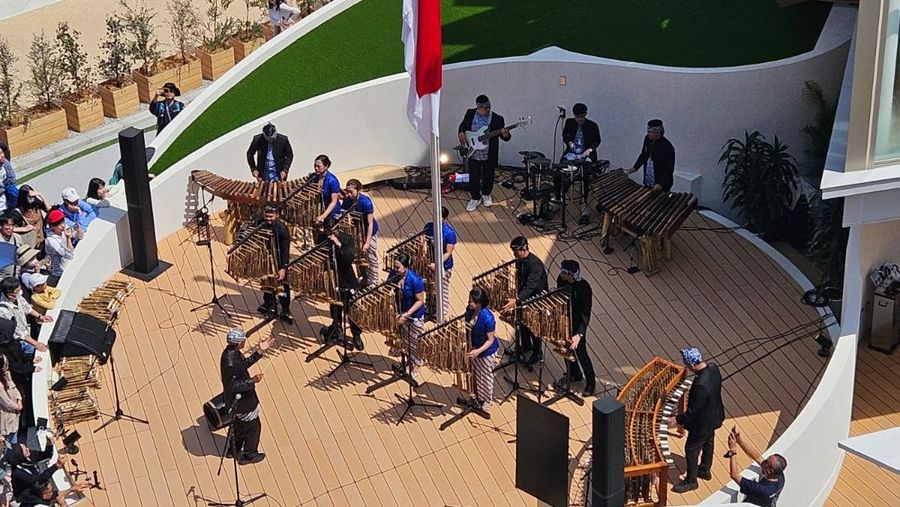 Penampilan Saung Angklung Udjo di World Expo 2025 Osaka. (Dok. Kementerian PPN/Bappenas)