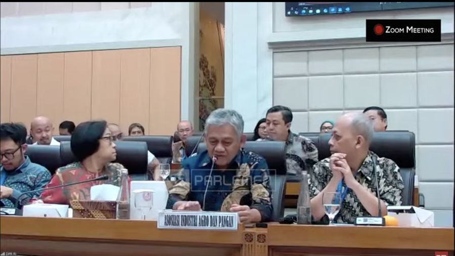 Direktur Eksekutif Gabungan Pengusaha Kelapa Sawit Indonesia (GAPKI), Mukti Sardjono dalam Rapat Dengar Pendapat Umum (RDPU) bersama Komisi VII DPR RI, Senin (28/4/2025). (Tangkapan layar dari YouTube TV Parlemen)