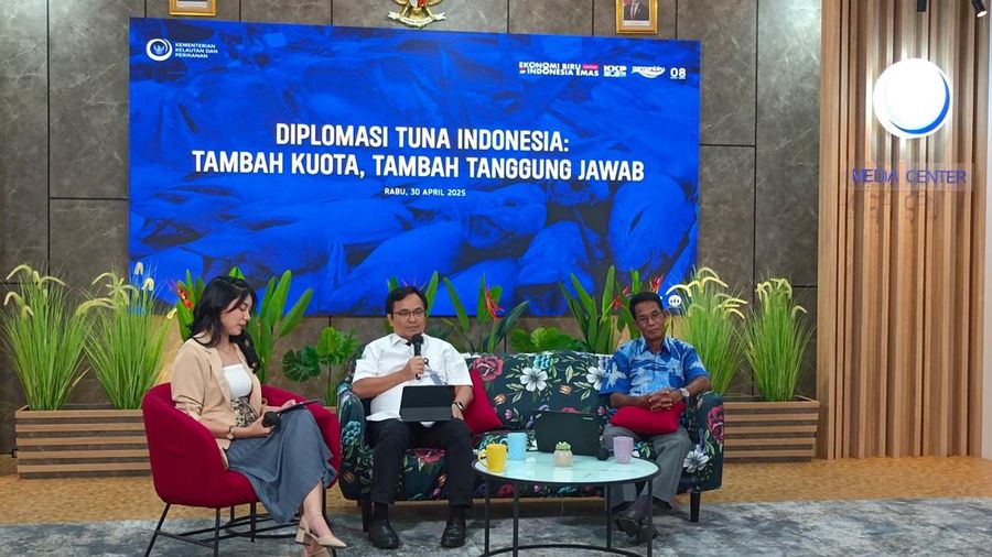 Bincang Bahari edisi ketiga “Diplomasi Tuna Indonesia: Tambah Kuota, Tambah Tanggung Jawab di Media Center KKP, Rabu (30/4/2025). (²©²ÊÍøÕ¾/Martyasari Rizky)
