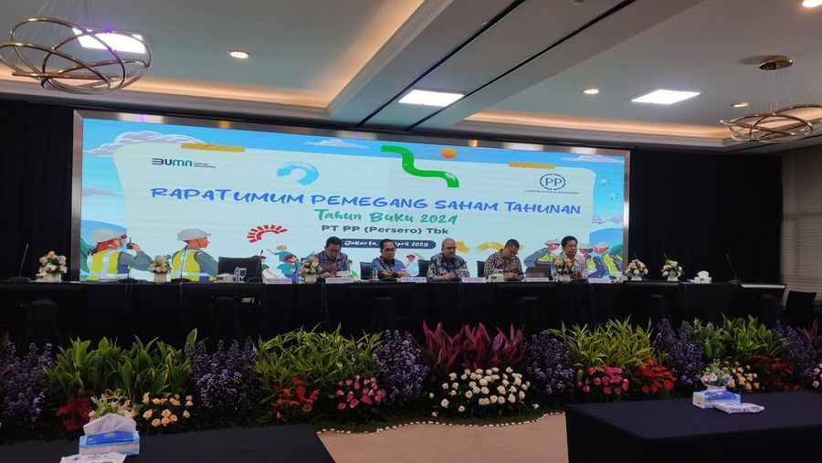 Direksi PTPP melakukan Konferensi Pers usai RUPS, Rabu (30/4/2025)/Teti Purwanti