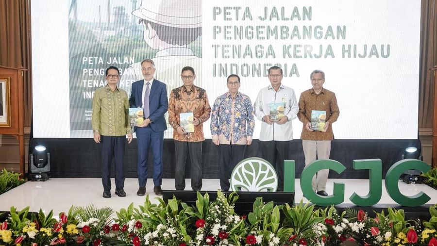 Acara Peluncuran Peta Jalan Pengembangan Tenaga Kerja Hijau Indonesia: Langkah Strategis Masa Depan Berkelanjutan dan Inklusif, Selasa (29/4/2025). (Dok. Bappenas)