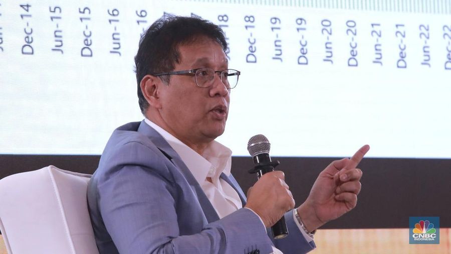 Ketua Dewan Komisioner LPS, Purbaya Yudhi Sadewa memberi pemaparan di acara Kelas Cuan Goes to Universitas Trisakti, Jakarta, Rabu, (30/4/2025). (վ/Muhammad Sabki)