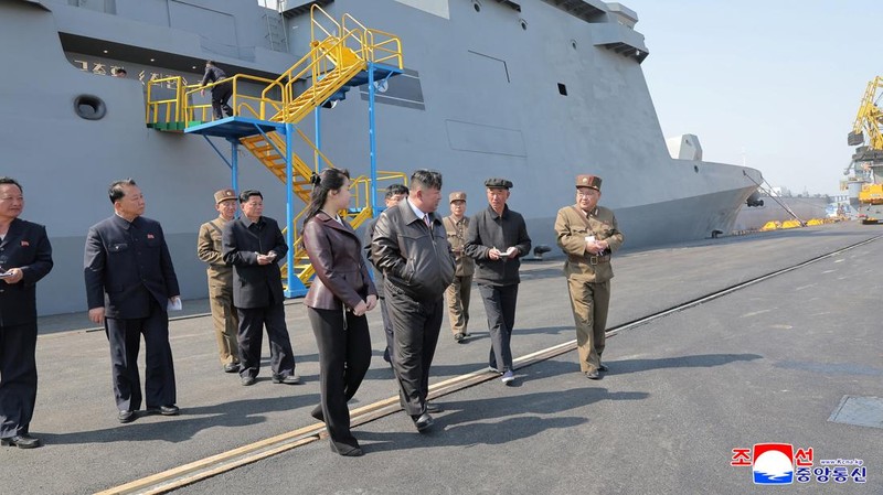 North Korea conducts first test firing of its new warship's weapons system. (KCNA via REUTERS)