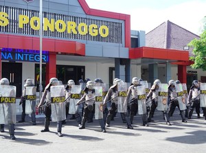 Personel Sat Samapta Polres Ponorogo Latihan Dalmas Demi Kamtibmas