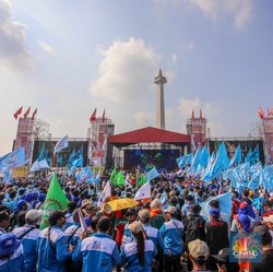 Puan Hingga Airlangga Hartarto Terpantau Hadir di May Day Monas