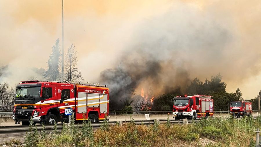 Keadaan darurat nasional pasca kebakaran hutan hebat yang melanda dengan cepat di dekat kota Yerusalem. (REUTERS/Ronen Zvulun)