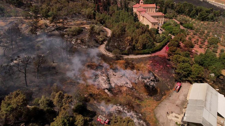 Seorang petugas pemadam kebakaran bekerja di dekat Latrun, sehari setelah kebakaran hutan terjadi akibat panas ekstrem dan angin, di Israel tengah, 1 Mei 2025. Seorang petugas pemadam kebakaran bekerja di dekat Latrun, sehari setelah kebakaran hutan terjadi akibat panas ekstrem dan angin, di Israel tengah, 1 Mei 2025. (REUTERS/Ammar Awad)