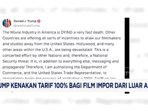 Video: Trump Kenakan Tarif 100% Bagi Film Impor Dari Luar AS