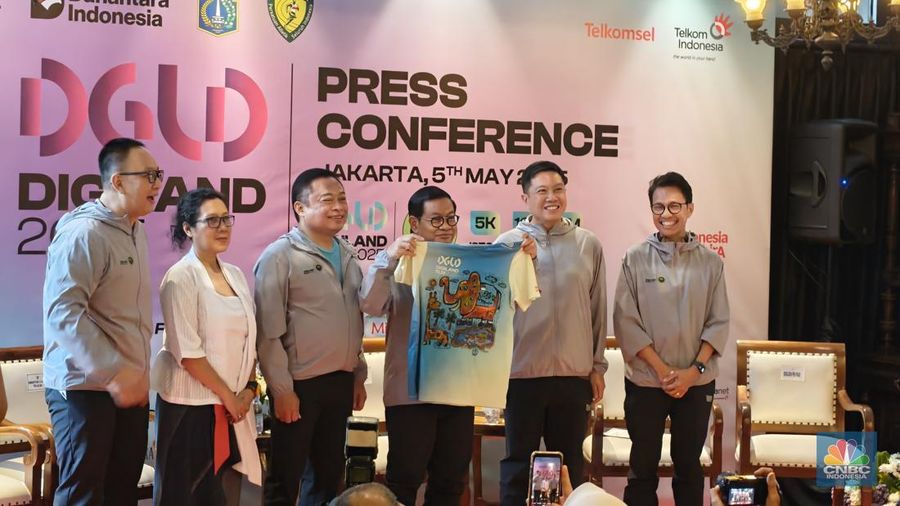 Konferensi pers Digiland di Jakarta, Senin (5/5/2025). (CNBC Indonesia/Novina)