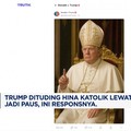 Video: Trump Respon Soal Foto Jadi Paus Versi AI
