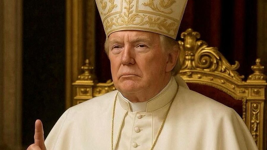 Sebuah gambar kecerdasan buatan (AI) menunjukkan Presiden AS Donald Trump sebagai Paus, mengenakan jubah putih dan hiasan kepala kepausan, setelah diunggah di akun media sosial Truth miliknya. (@realDonaldTrump/Handout via REUTERS)