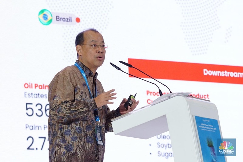 Presiden Direktur Endress+Hauser Indonesia, Henry Chia menyampaikan pemaparan dalam acara Endress+Hauser Indonesia Sustainability Recognition Forum 2025 di Jakarta, Kamis (8/5/2025). (CNBC Indonesia/Tri Susilo)