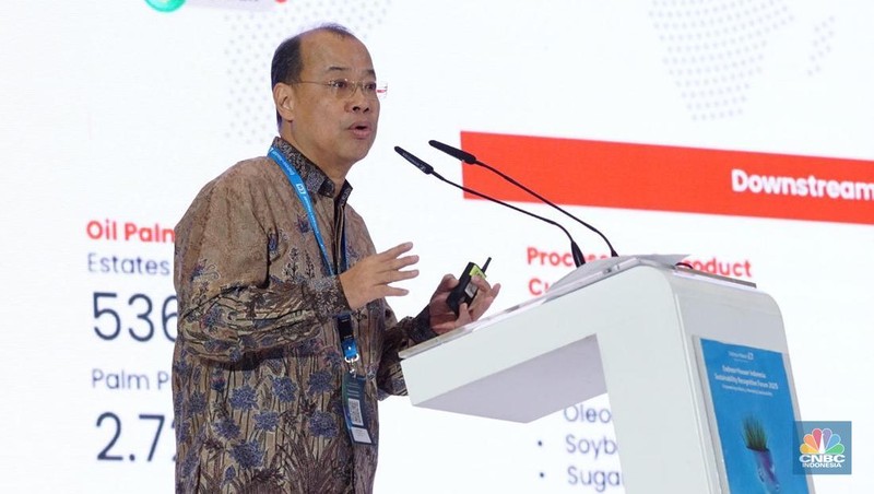Presiden Direktur Endress+Hauser Indonesia, Henry Chia menyampaikan pemaparan dalam acara Endress+Hauser Indonesia Sustainability Recognition Forum 2025 di Jakarta, Kamis (8/5/2025). (CNBC Indonesia/Tri Susilo)