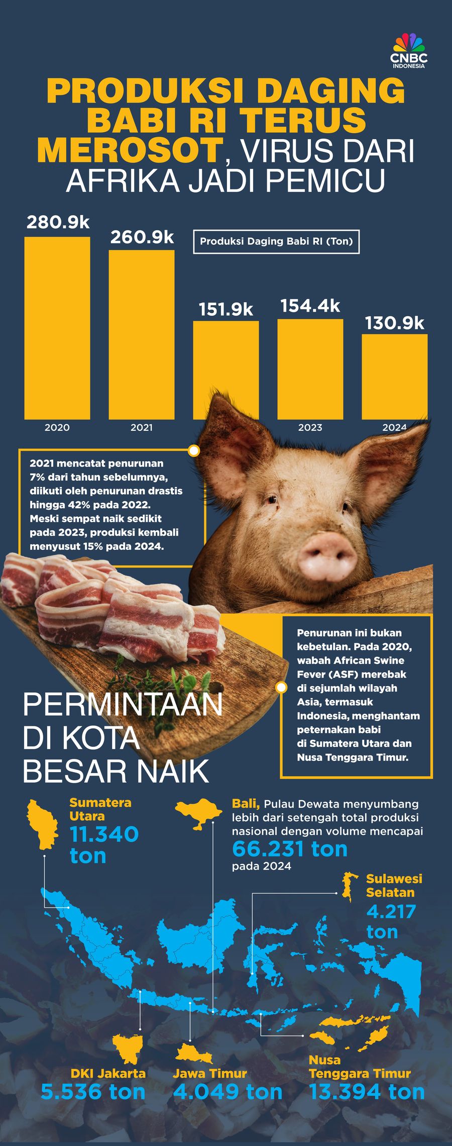 Produksi Daging Babi RI Terus Merosot, Virus dari Afrika Jadi Pemicu
