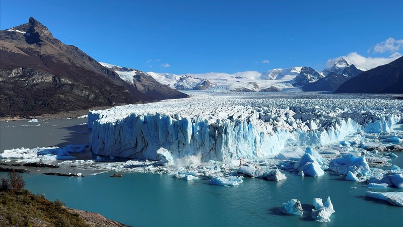 A combination of screengrabs from video shows ice calving off the Perito Moreno glacier into the Lago Argentino (Argentine Lake), in the Parque Nacional Los Glaciares, near the city of El Calafate in the Patagonian province of Santa Cruz, Argentina April 21, 2025. Reuters TV/via REUTERS