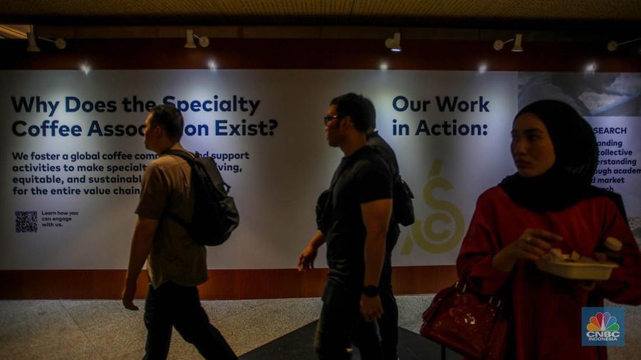Pameran World of Coffee Jakarta 2025 di Jakarta International Convention Center (JICC), Jakarta, Kamis (15/5/2025). (CNBC Indonesia/Faisal Rahman) Pameran World of Coffee Jakarta 2025 di Jakarta International Convention Center (JICC), Jakarta, Kamis (15/5/2025). (CNBC Indonesia/Faisal Rahman)