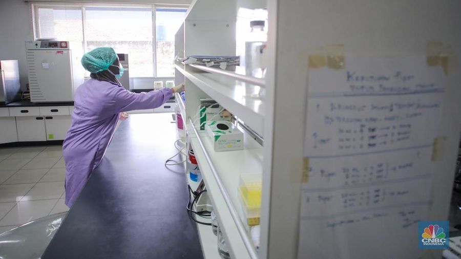 Petugas beraktivitas pada salah satu ruangan Laboratorium di kantor BPOM, Jakarta, Kamis (15/5/2025). Petugas beraktivitas pada salah satu ruangan Laboratorium di kantor BPOM, Jakarta, Kamis (15/5/2025). (CNBC Indonesia/Faisal Rahman)