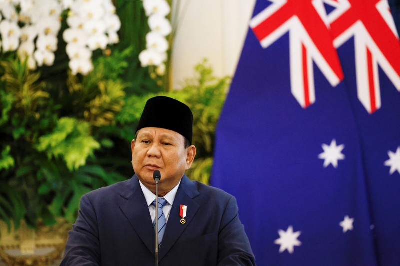 Perdana Menteri Australia Anthony Albanese dan Presiden Indonesia Prabowo Subianto bertemu di Istana Merdeka di Jakarta, Indonesia 15 Mei 2025. Perdana Menteri Australia Anthony Albanese dan Presiden Indonesia Prabowo Subianto bertemu di Istana Merdeka di Jakarta, Indonesia 15 Mei 2025. (REUTERS/Ajeng Dinar Ulfiana)