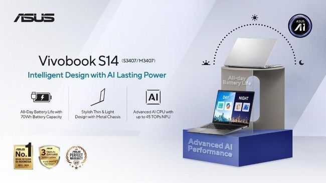Laptop AI ASUS Vivobook S14 Punya Desain Tipis, Tangguh dan Powerful