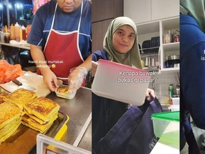 Bawa Wadah Sendiri Saat Jajan di Pasar Malam, Wanita Ini Banjir Pujian
