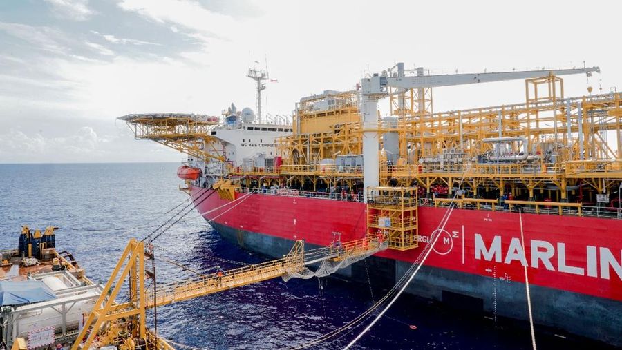 Floating Production, Storage, and Offloading (FPSO) Marlin Natuna, Lapangan Minyak Forel, PSC South Natuna Sea Block B, lepas pantai (offshore) Laut Natuna, Kepulauan Riau. (Dok. Kementerian ESDM)