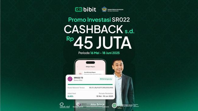 H1: Beli SBN SR022 di Bibit, Kupon 6,55% dan Cashback s.d. Rp45Jt