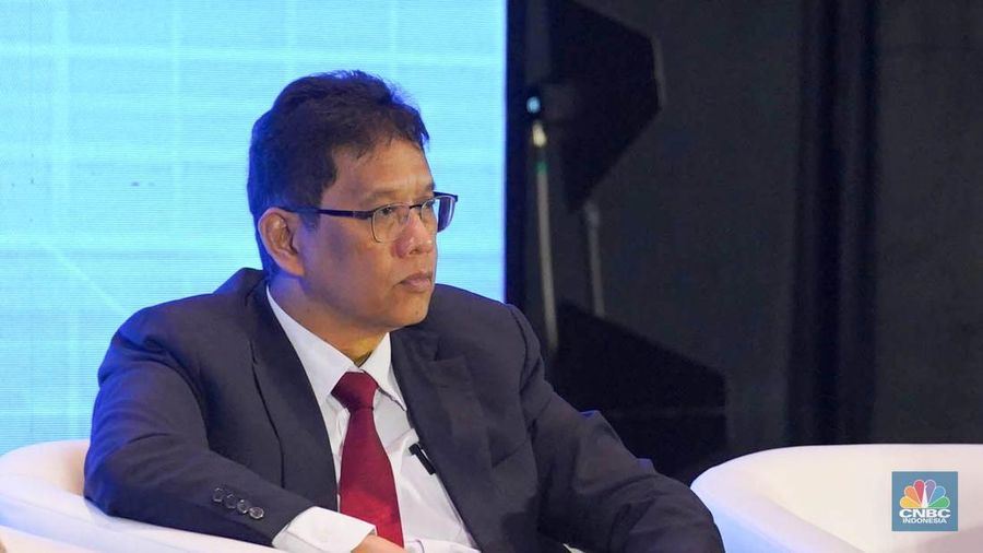 Ketua Dewan Komisioner Lembaga Penjamin Simpanan (LPS) Purbaya Yudhi Sadewa dalam Outlook Ekonomi DPR di Jakarta, Selasa (20/5/2025). (CNBC Indonesia/Tias Budiarto)