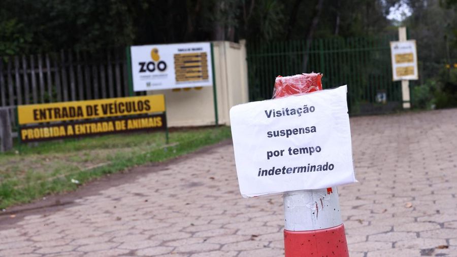 Sebuah tanda menandakan penutupan kebun binatang setelah Brasil mengonfirmasi wabah flu burung pada hari Jumat, yang memicu protokol larangan perdagangan unggas secara nasional bagi pembeli utama China dan pembatasan negara bagi konsumen utama lainnya, di Sapucaia do Sul, Brasil, 19 Mei 2025. Sebuah tanda menandakan penutupan kebun binatang setelah Brasil mengonfirmasi wabah flu burung pada hari Jumat, yang memicu protokol larangan perdagangan unggas secara nasional bagi pembeli utama China dan pembatasan negara bagi konsumen utama lainnya, di Sapucaia do Sul, Brasil, 19 Mei 2025. (REUTERS/Diego Vara)