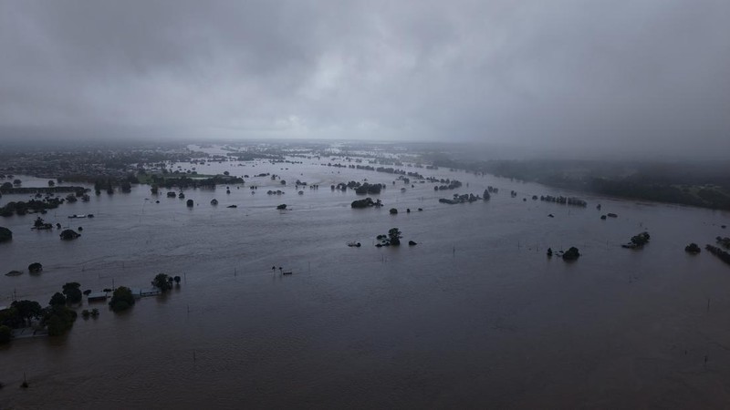 Pemandangan drone menunjukkan daerah yang terendam banjir setelah hujan lebat di Tinonee, New South Wales, Australia, 21 Mei 2025. Harrison Reed/Handout via REUTERS