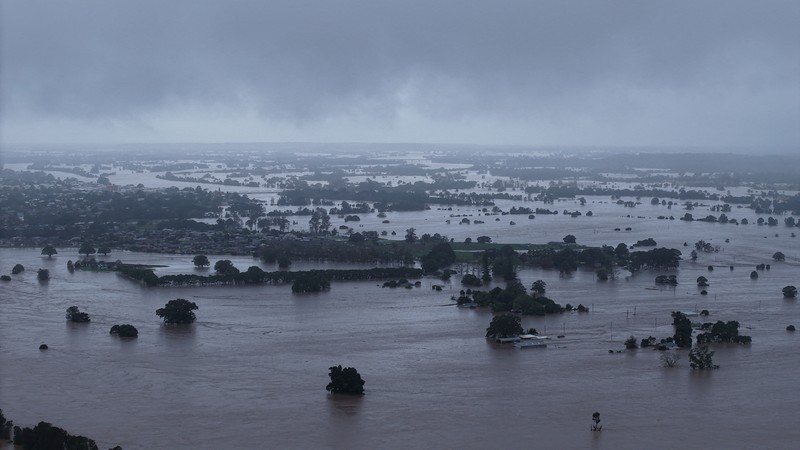 AUSTRALIA-FLOODS/ Pemandangan drone menunjukkan daerah yang terendam banjir setelah hujan lebat di Tinonee, New South Wales, Australia, 21 Mei 2025. Harrison Reed/Handout via REUTERS