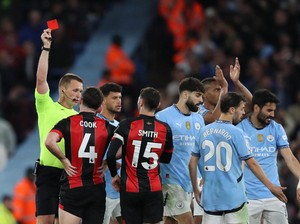 Drama Dua Kartu Merah, Man City Hajar Bournemouth 3-1