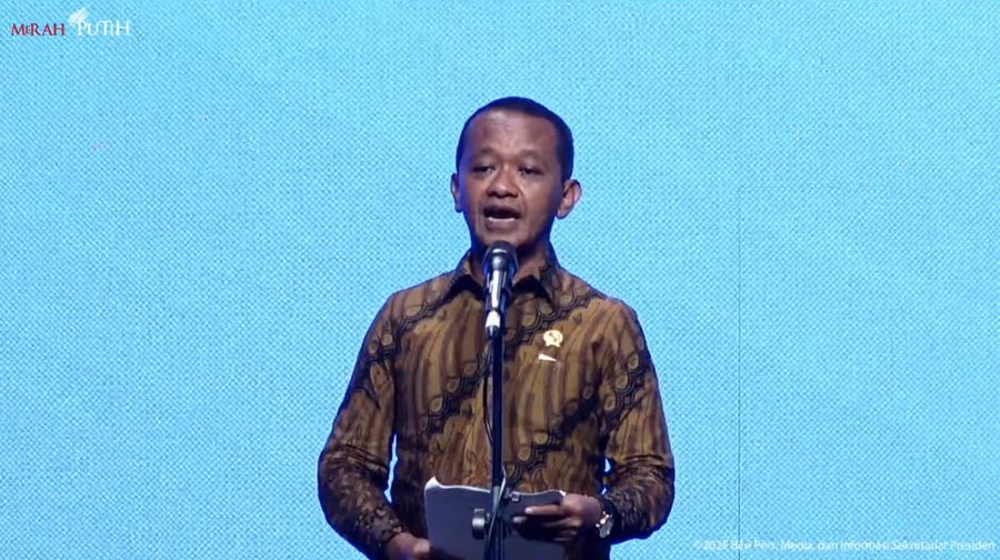 Menteri Energy dan Sumber Daya Mineral, ESDM, Bahlil Lahadalia di acara Peresmian Pembukaan Konvensi dan Pameran Tahunan ke-49 IPA, Tangerang, 21 Mei 2025.