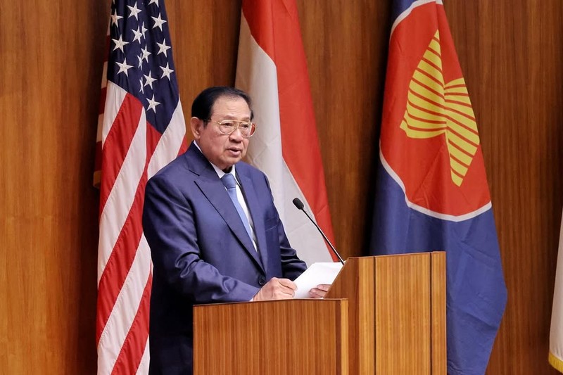 Menteri Koordinator Bidang Infrastruktur dan Pembangunan Kewilayahan, Agus Harimurti Yudhoyono (AHY), hadir sebagai keynote speaker dalam acara Southeast Asia Summit on Prosperity and Sustainability di Stanford University, California, Amerika Serikat pada Selasa (19/5/2025). (Instagram/agusyudhoyono)