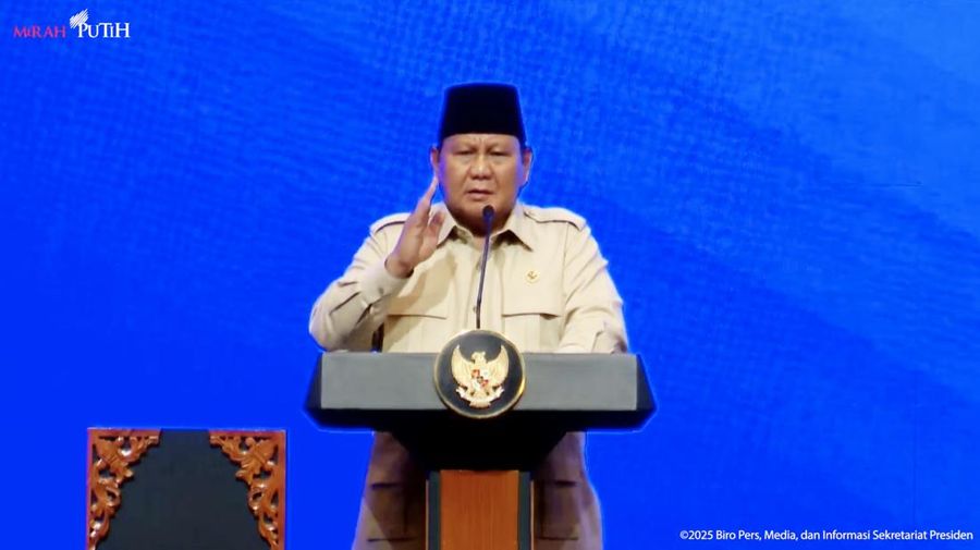Presiden RI Prabowo Subianto di acara Peresmian Pembukaan Konvensi dan Pameran Tahunan ke-49 IPA, Tangerang, 21 Mei 2025.
