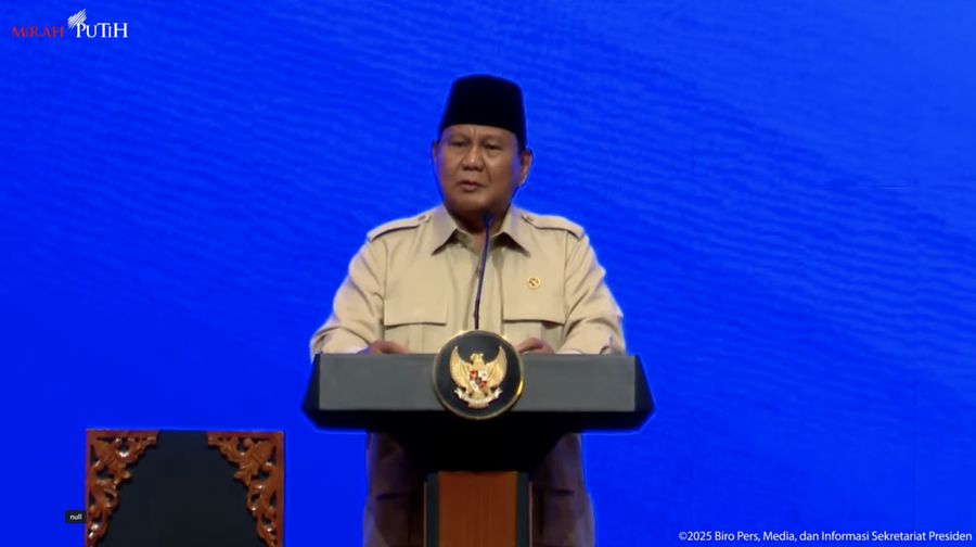Presiden RI Prabowo Subianto di acara Peresmian Pembukaan Konvensi dan Pameran Tahunan ke-49 IPA, Tangerang, 21 Mei 2025. (Tangkapan Layar Youtube)