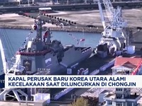 Video: Kapal Perusak Baru Korut Alami Kecelakaan Saat Diluncurkan