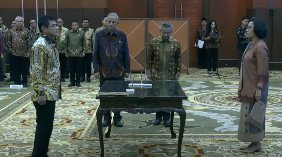 Pelantikan pejabat eselon I  Kementerian Keuangan, Jumat (23/5/2025). (YouTube/Kementerian Keuangan)